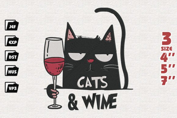 Review: Cat Drinking Wine Embroidery for Real Projects