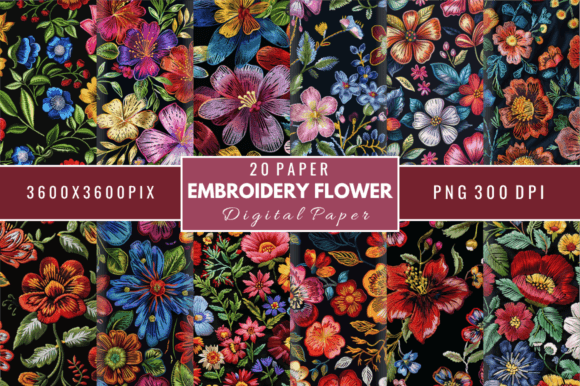 Review: Embroidery Flower Seamless Digital Paper for Craft Fairs