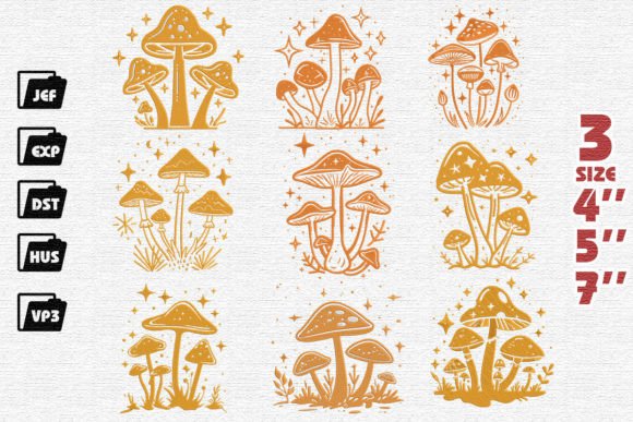 Review: Set of 9 Mushrooms and Stars Embroidery